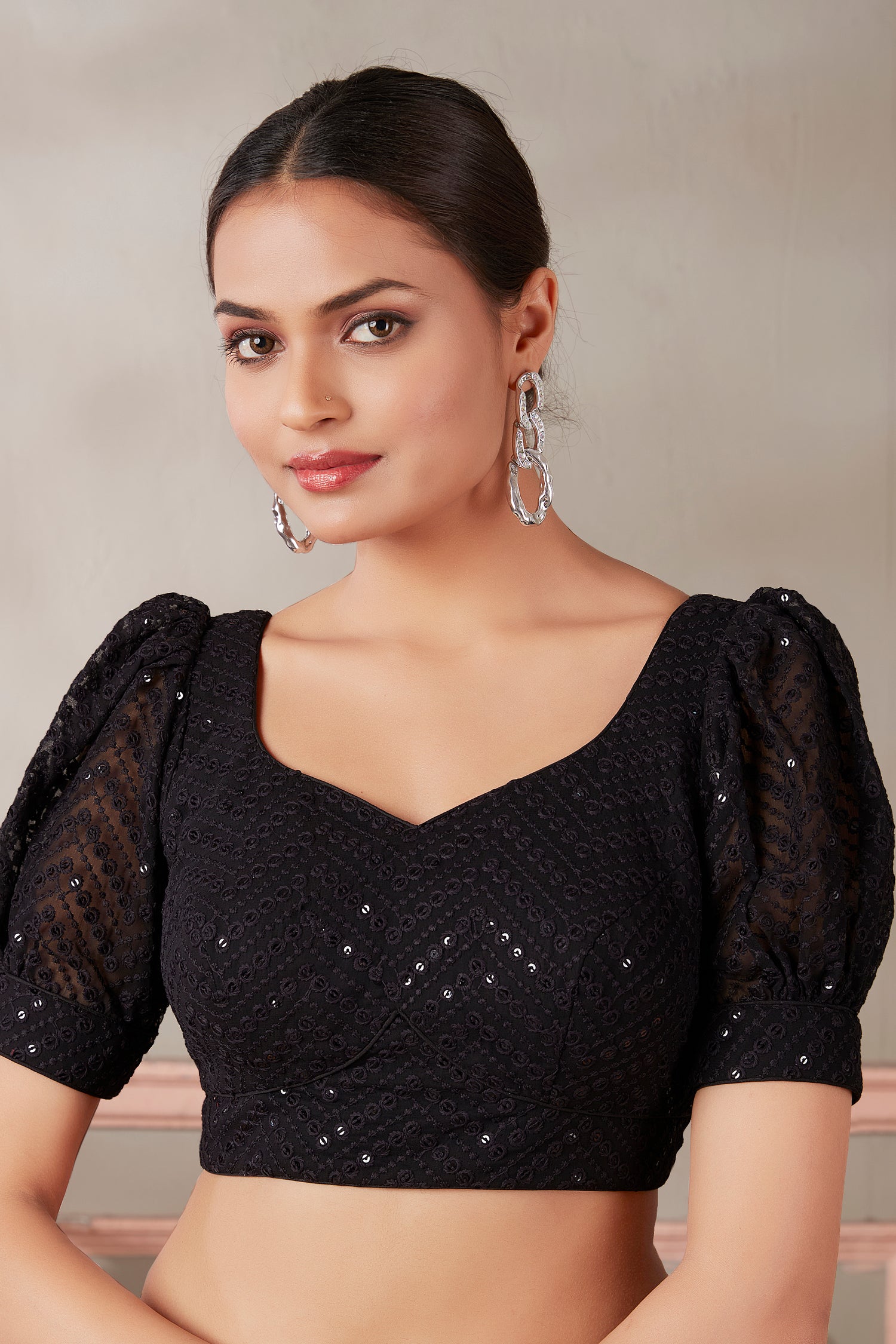 Georgette Sequence Saree Blouse - Roop Darshan