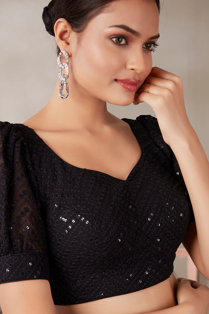 Georgette Sequence Saree Blouse - Roop Darshan