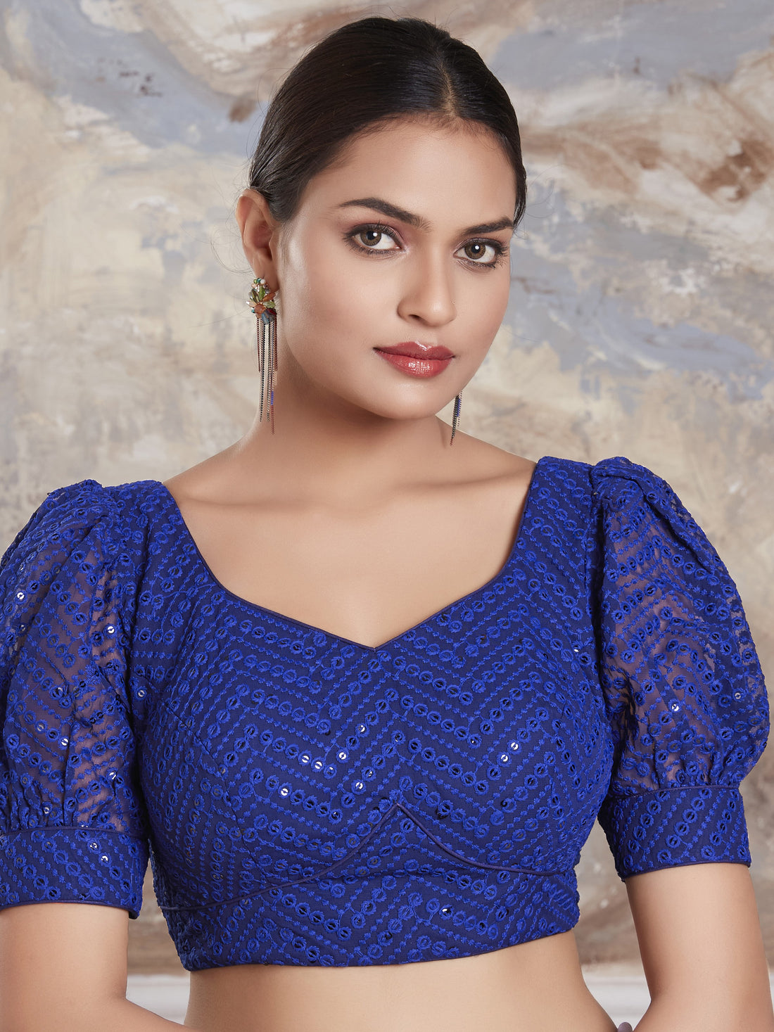 Georgette Sequence Saree Blouse - Roop Darshan