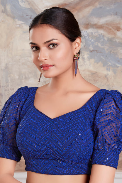 Georgette Sequence Saree Blouse - Roop Darshan