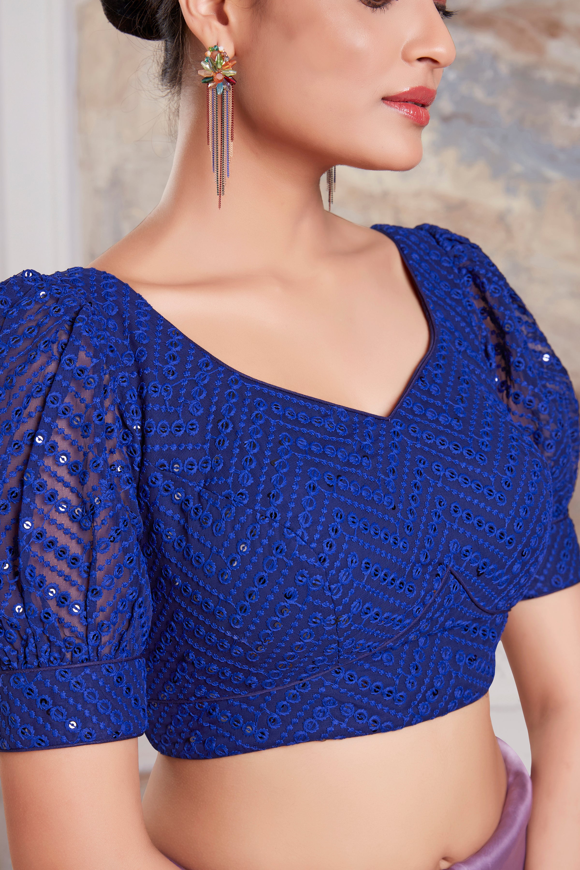 Georgette Sequence Saree Blouse - Roop Darshan