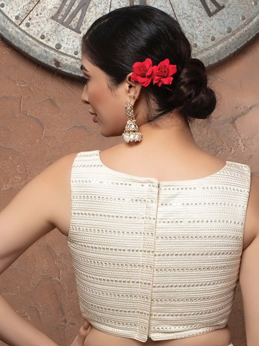 Fancy Sequin Embroidered Saree Blouse - Roop Darshan