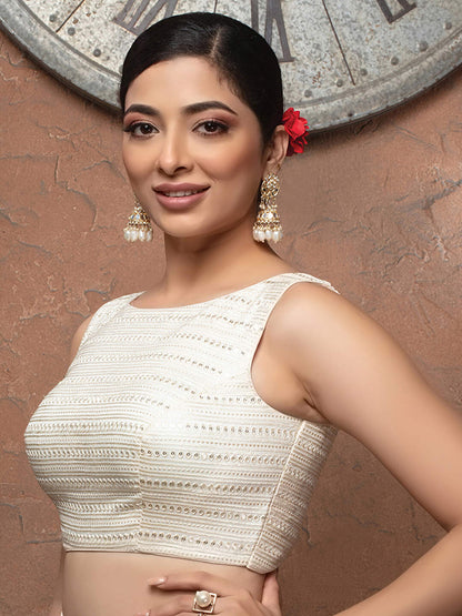 Fancy Sequin Embroidered Saree Blouse - Roop Darshan