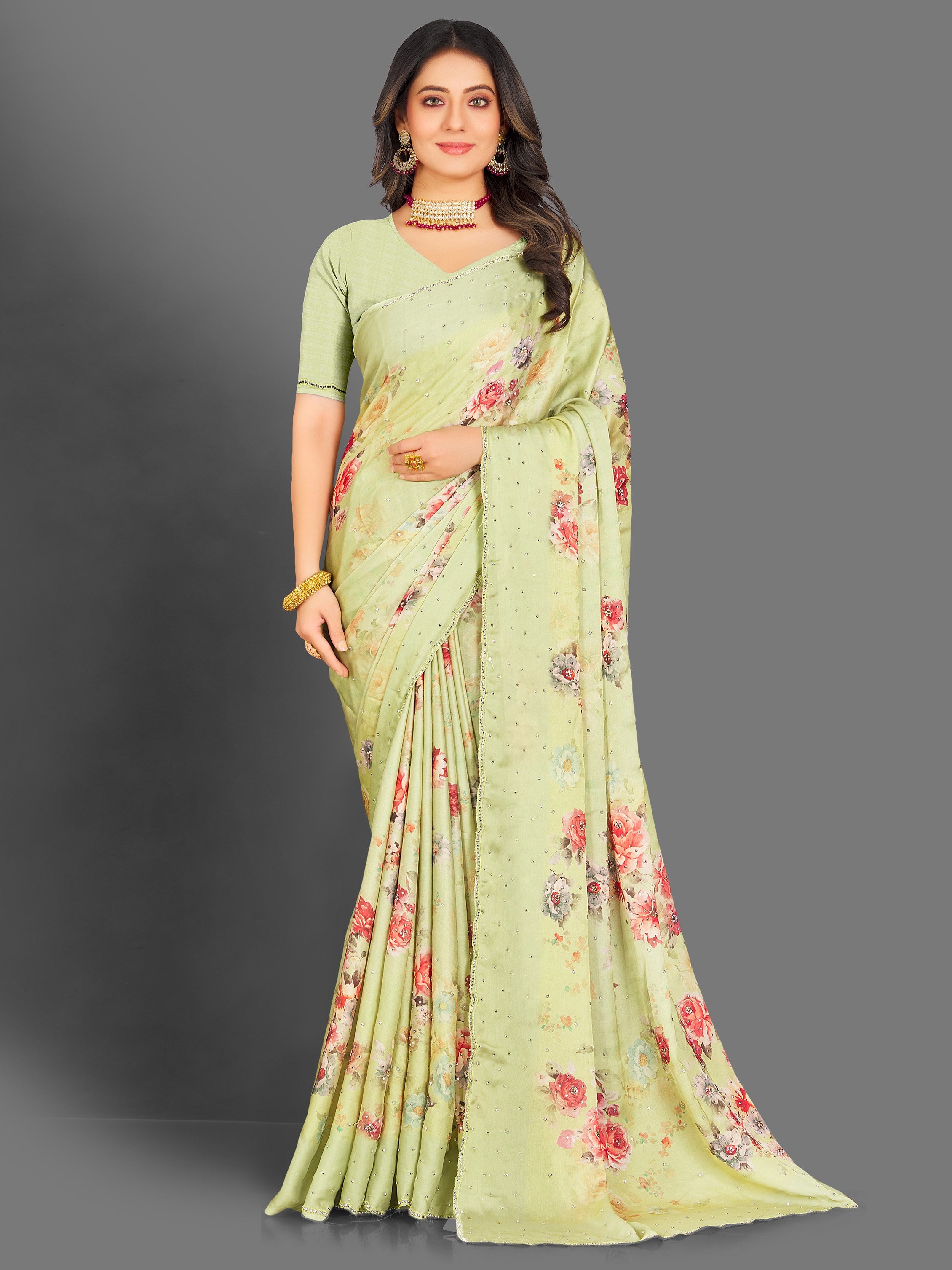 Genelia Floral Saree - Roop Darshan