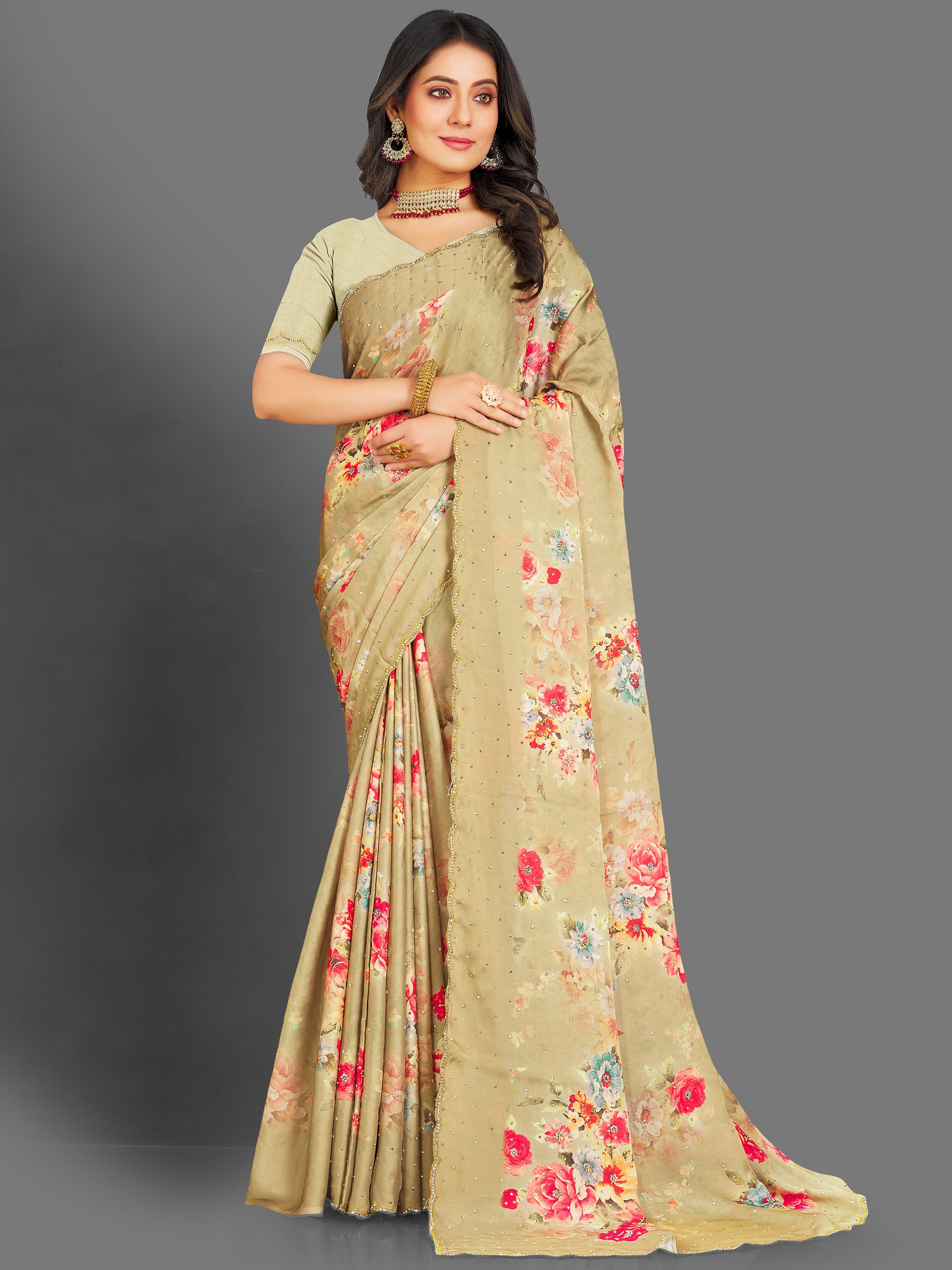 Genelia Floral Saree - Roop Darshan