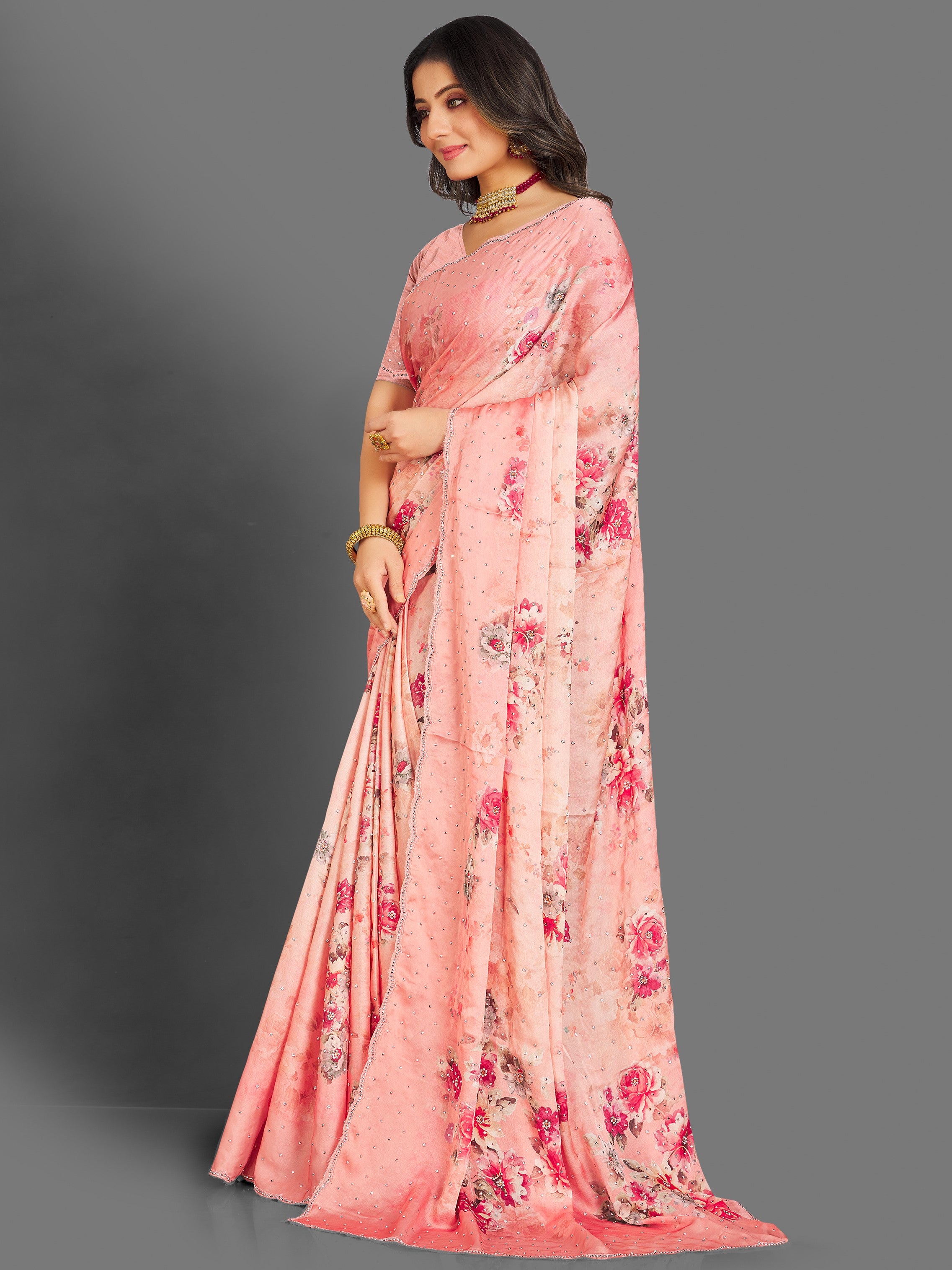 Genelia Floral Saree - Roop Darshan