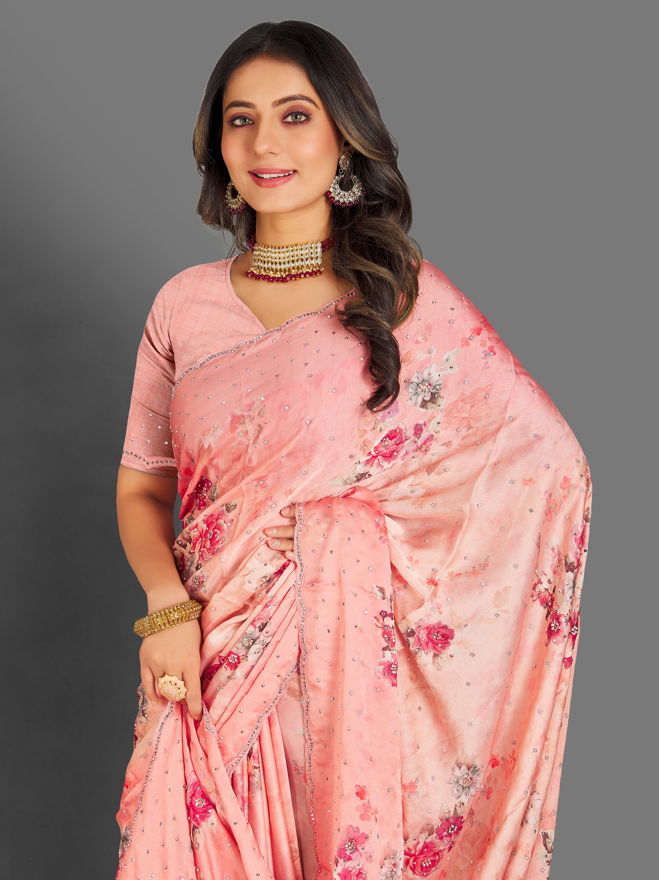 Genelia Floral Saree - Roop Darshan