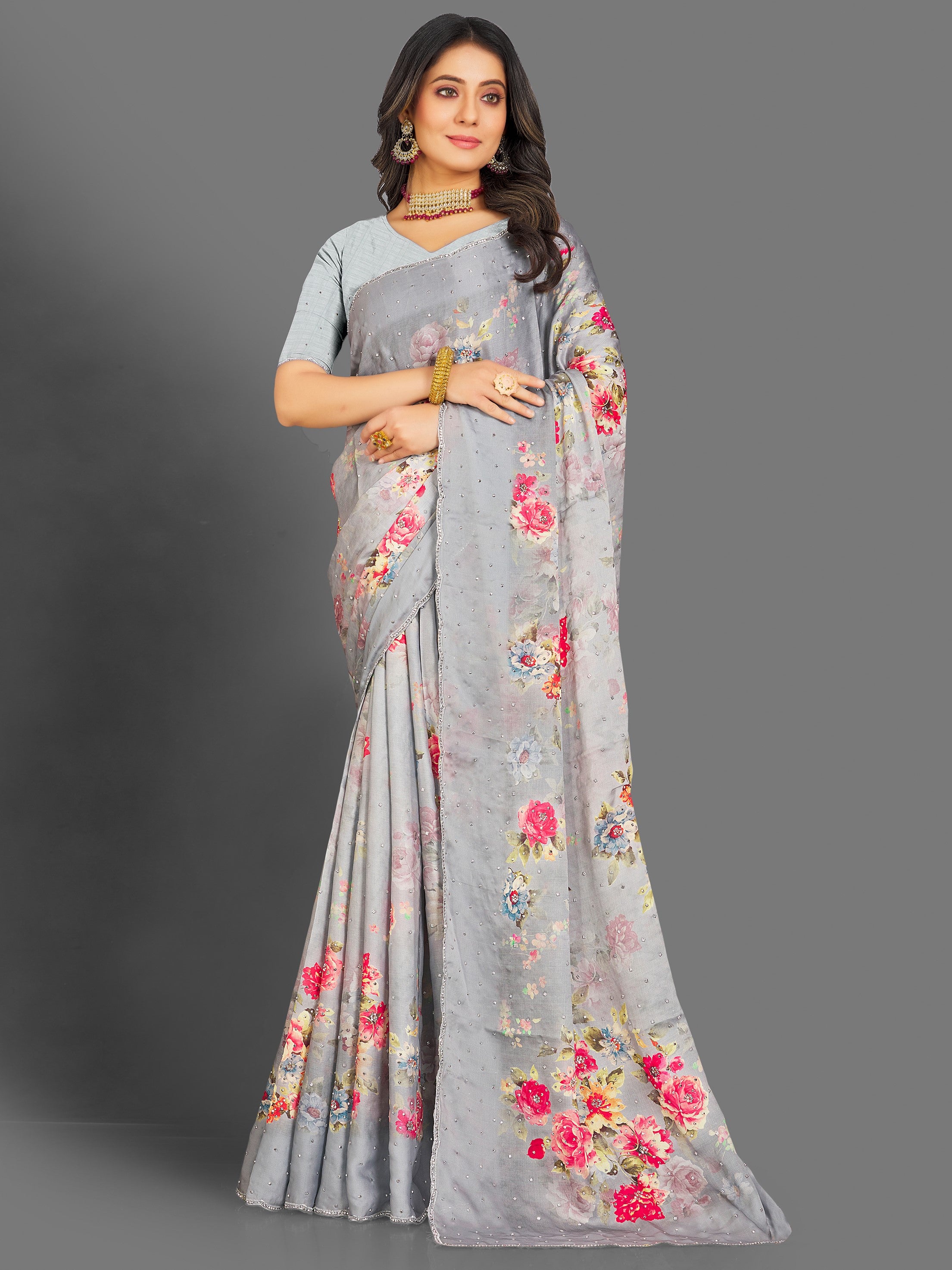 Genelia Floral Saree - Roop Darshan