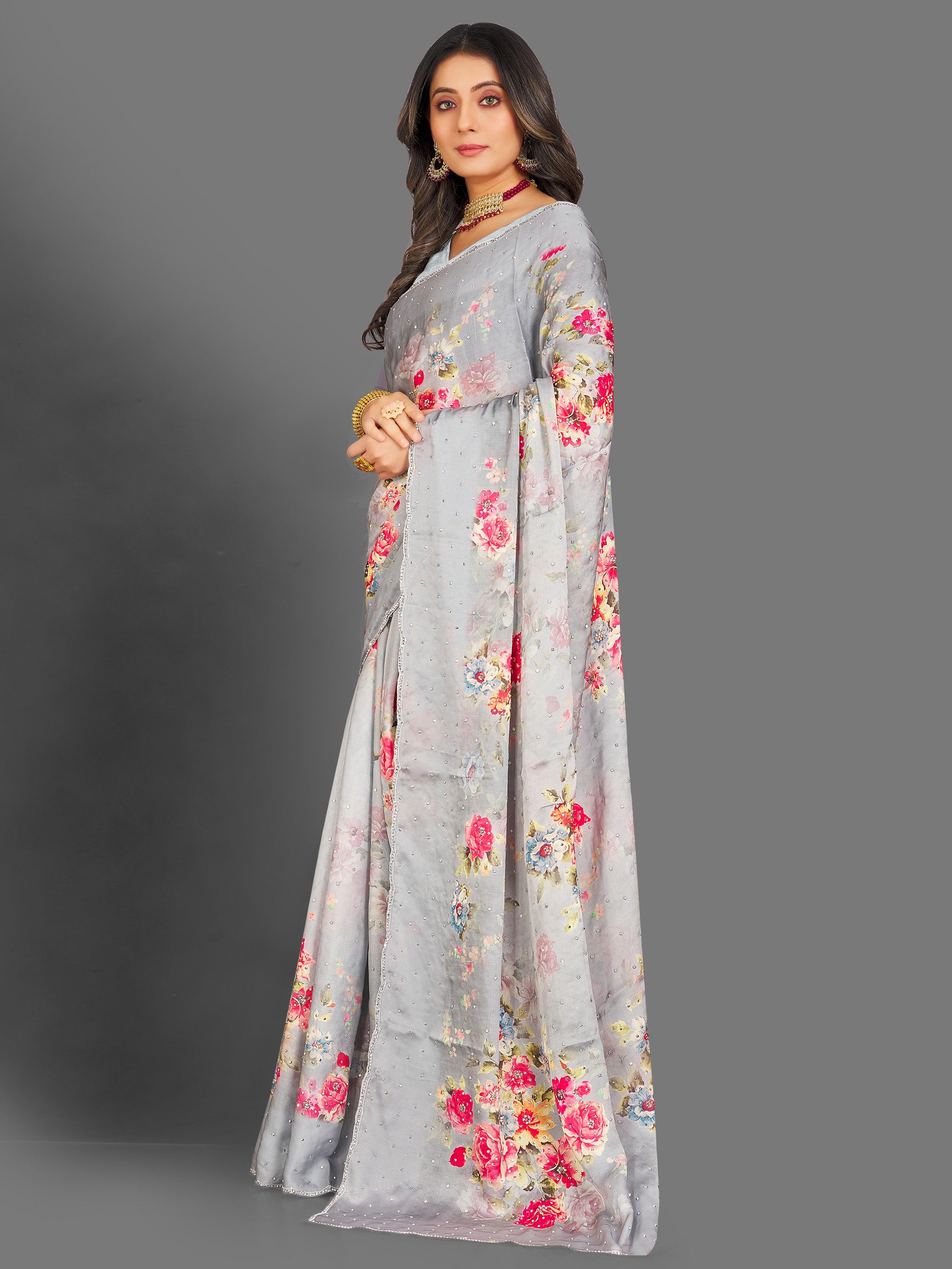Genelia Floral Saree - Roop Darshan
