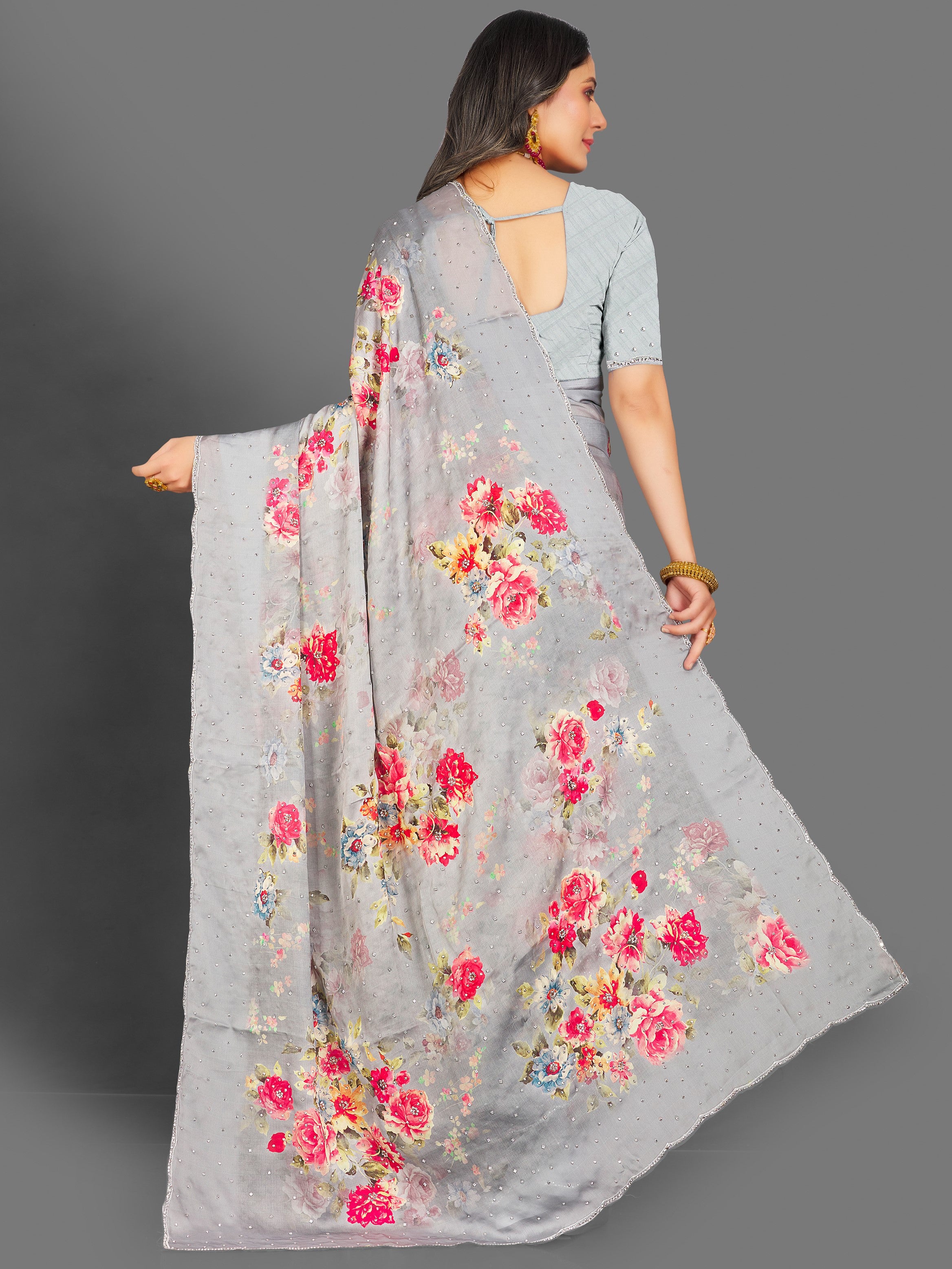 Genelia Floral Saree - Roop Darshan