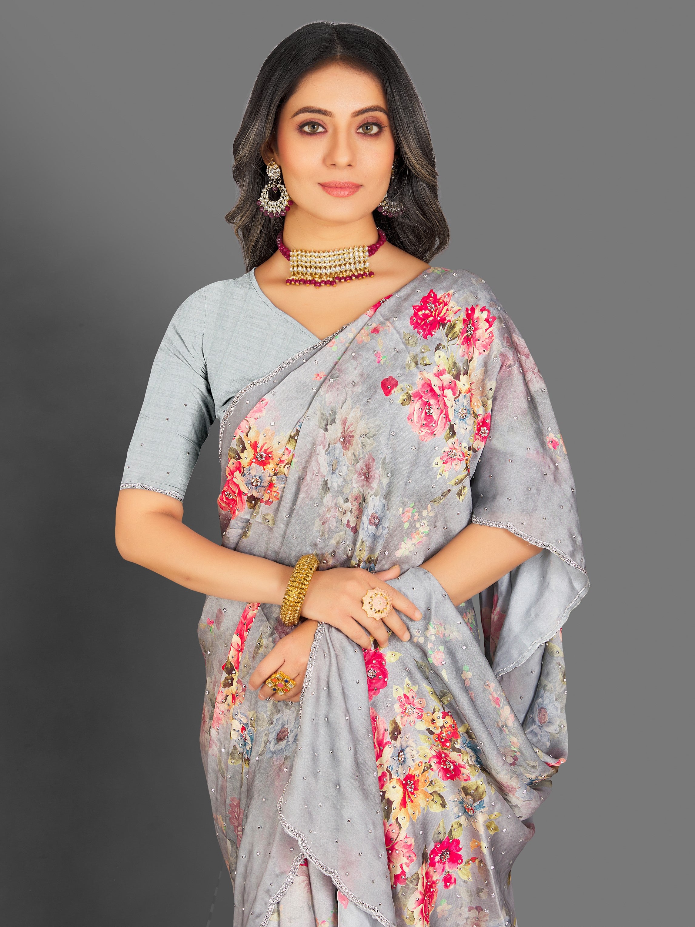 Genelia Floral Saree - Roop Darshan