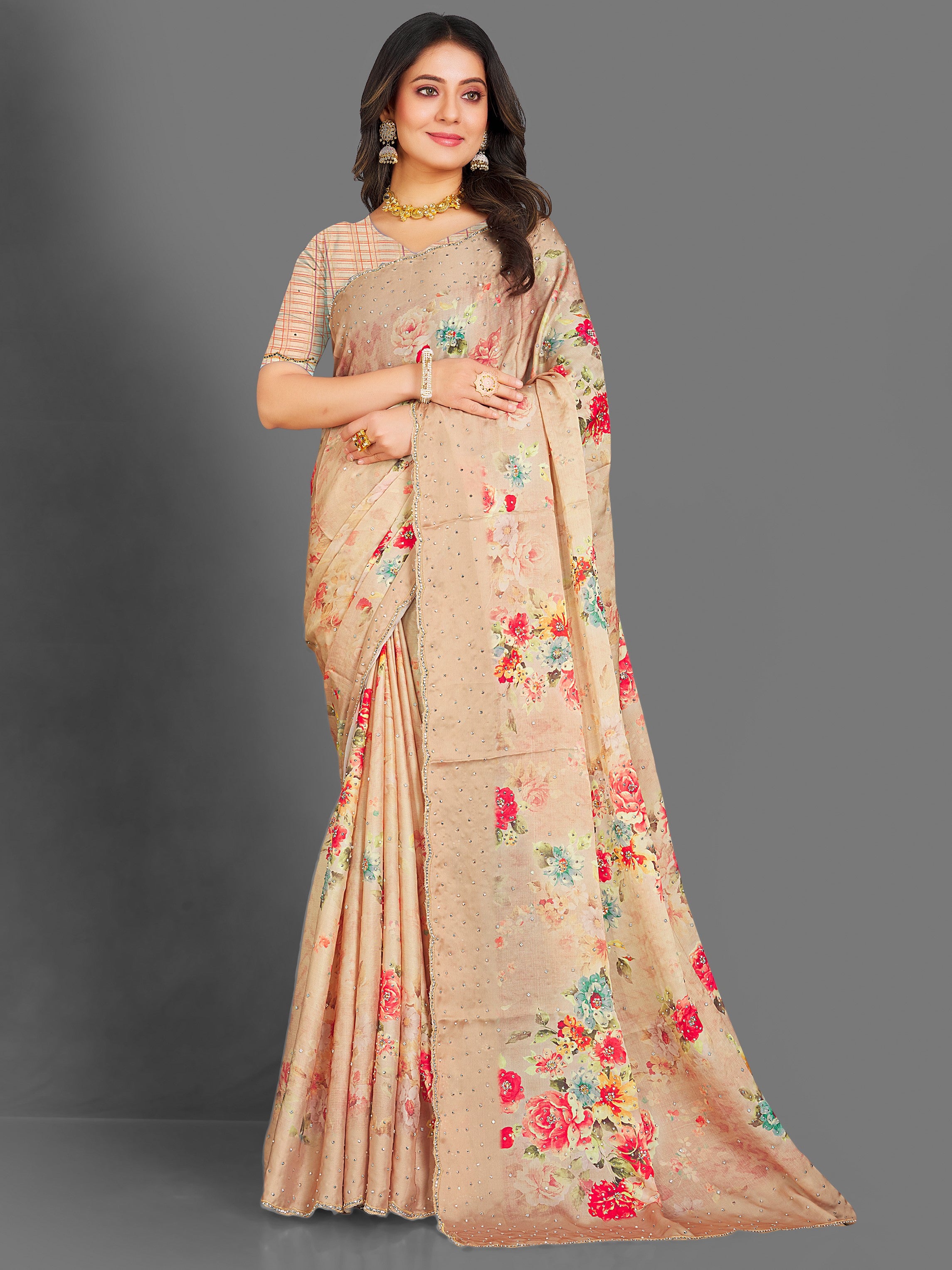 Genelia Floral Saree - Roop Darshan