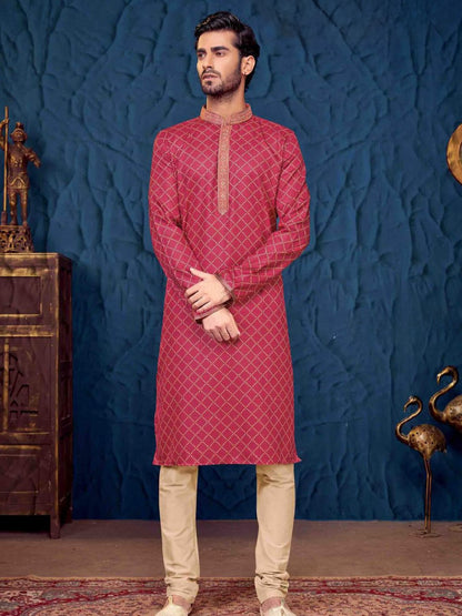 Mens Embroidered Kurta Payjama - Roop Darshan