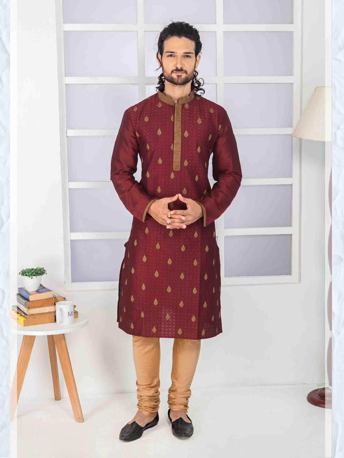 Mens Embroidered Kurta Payjama - Roop Darshan