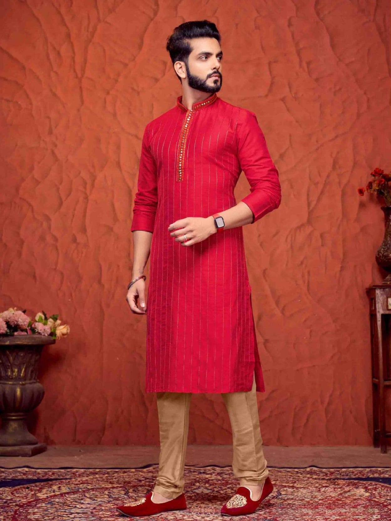 Mens Embroidered Kurta Payjama - Roop Darshan