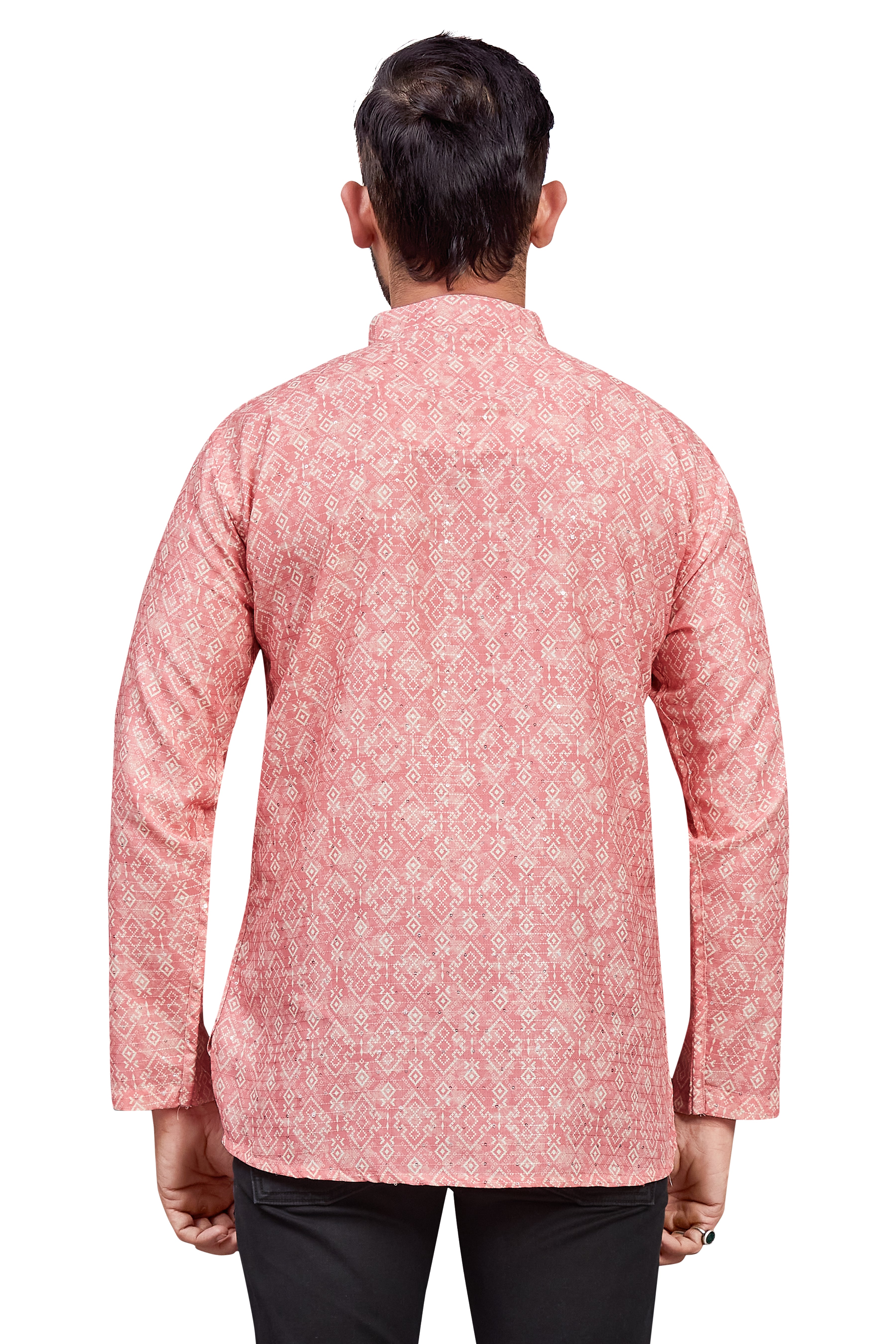 Mens Cotton Silk Printed Kurta - Roop Darshan