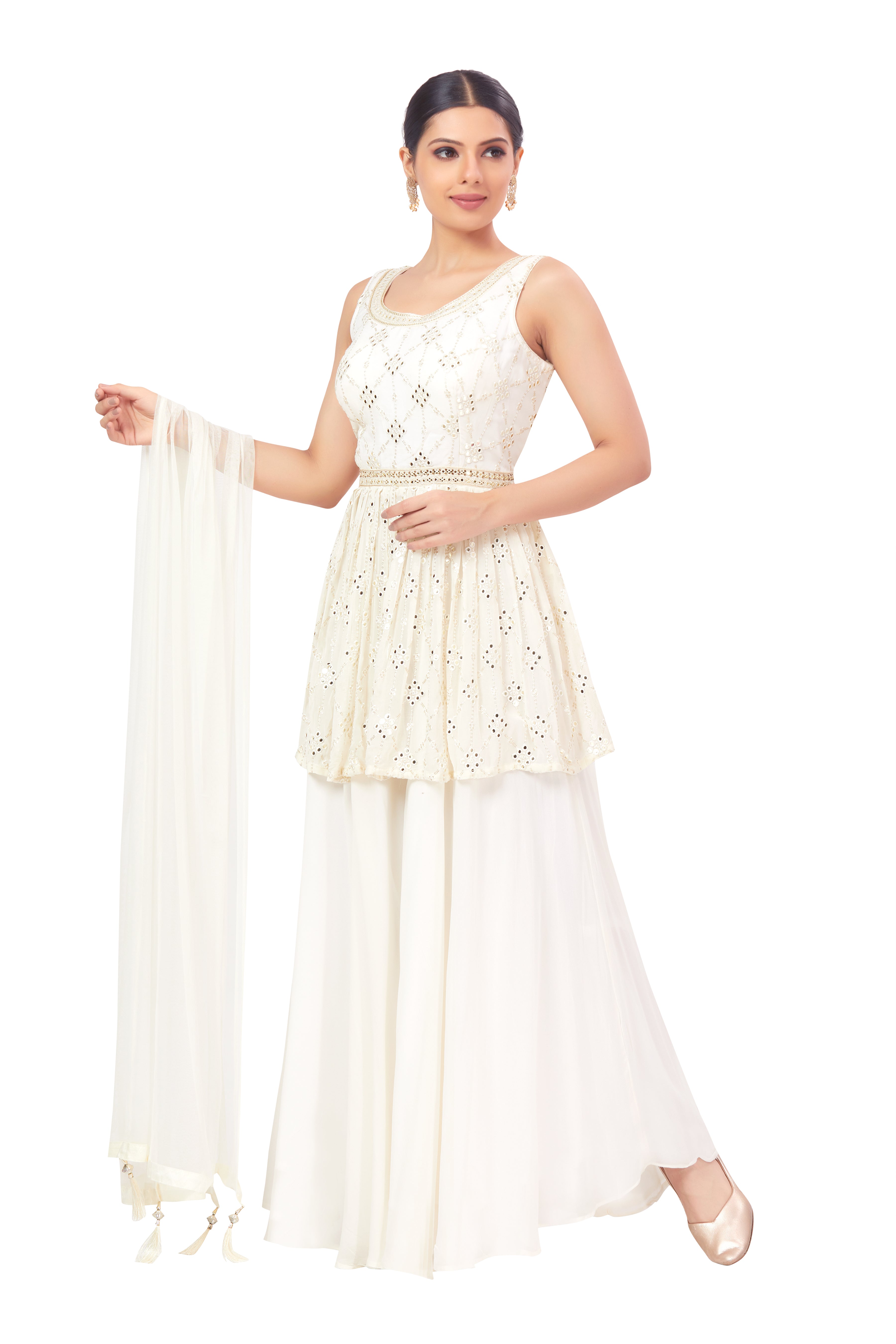 Anjana Paplum Top Palazzo Suit - Roop Darshan