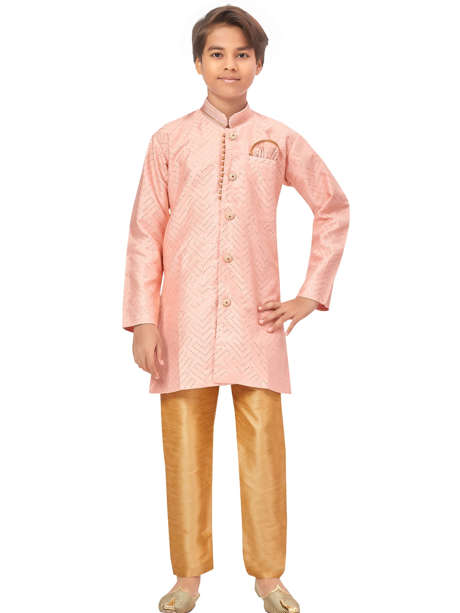 Boys Sequin Embroidered Kurta Set - Roop Darshan