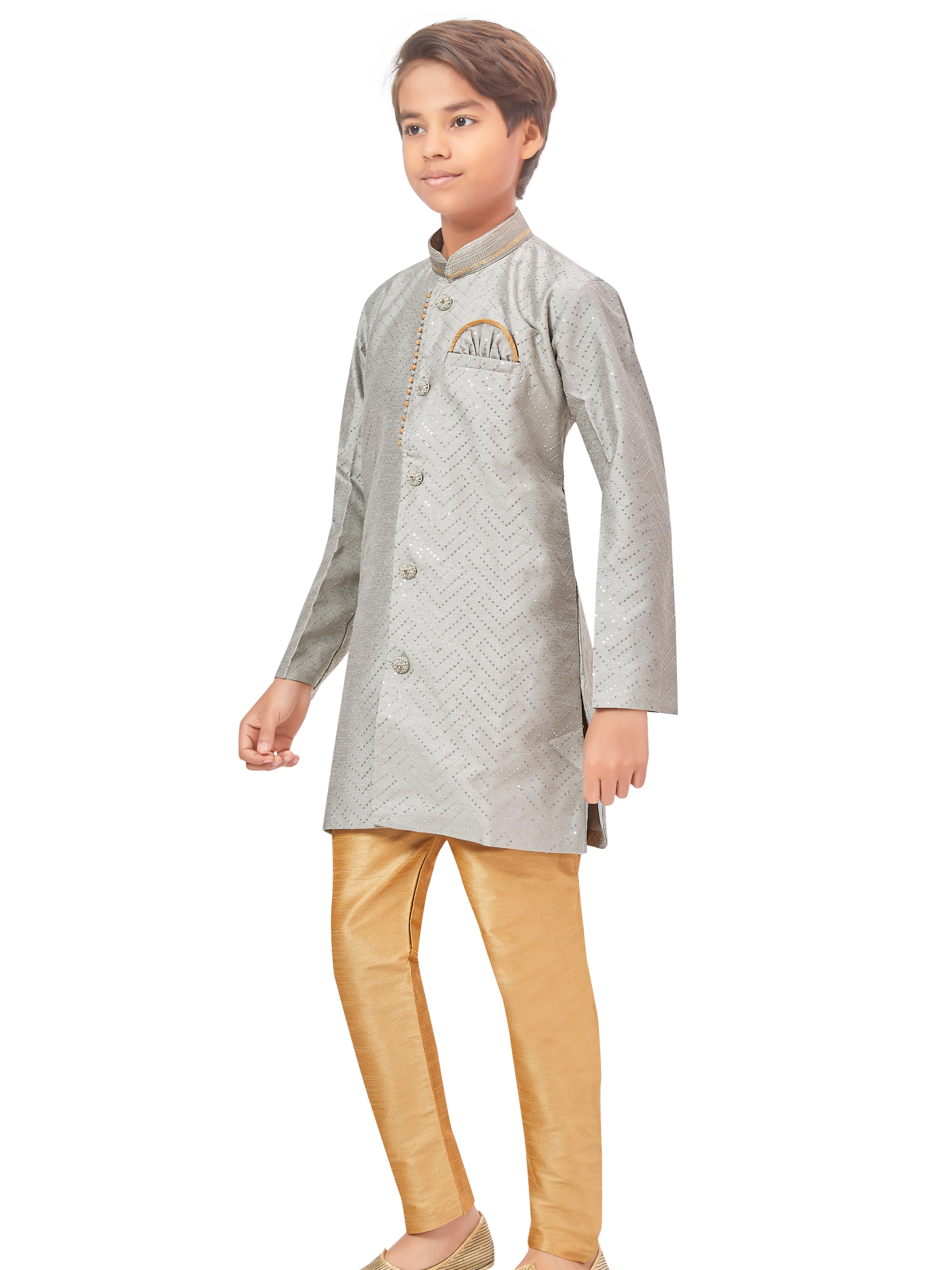 Boys Sequin Embroidered Kurta Set - Roop Darshan