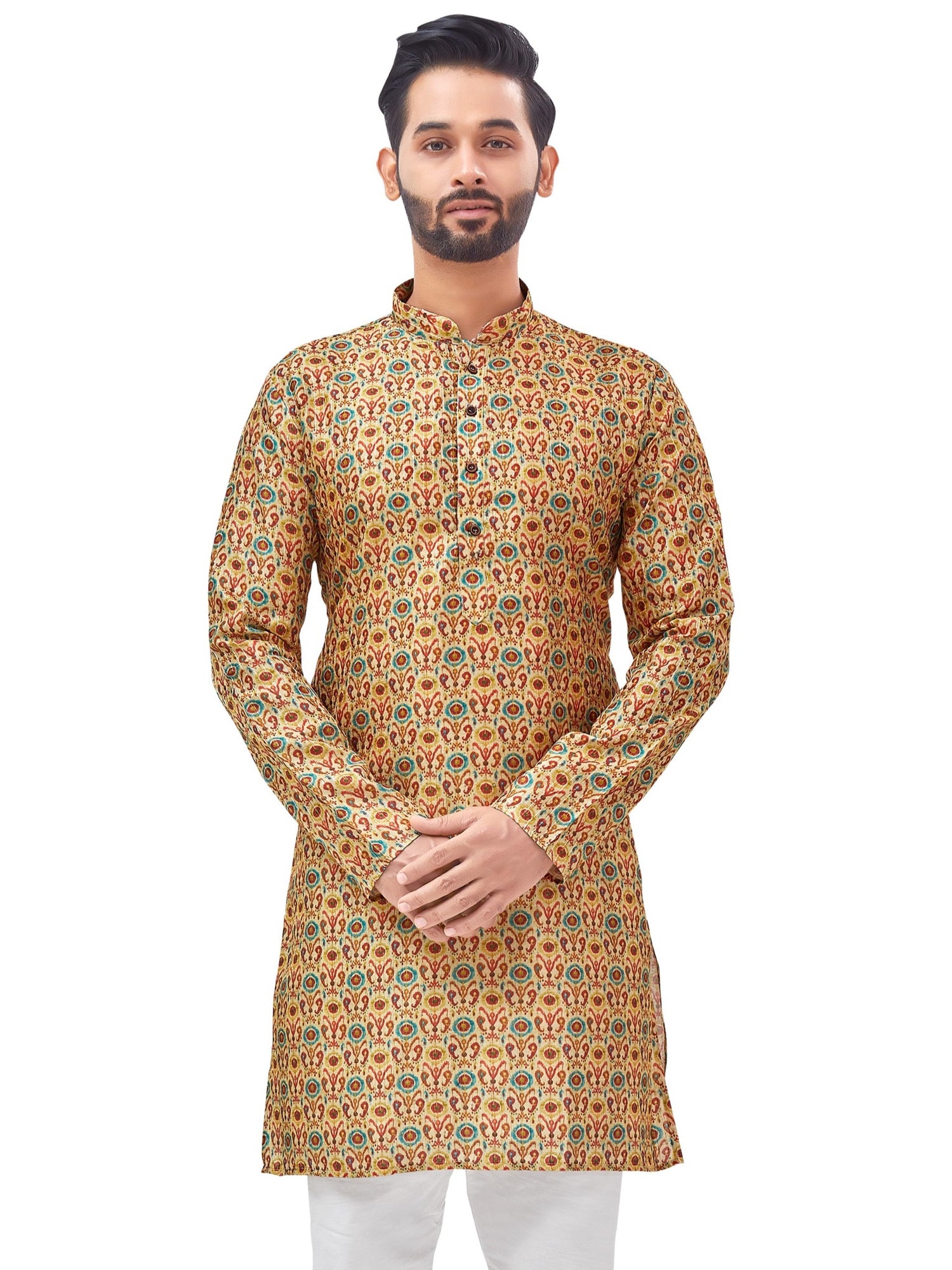 Mens Silk Printed Kurta - Roop Darshan