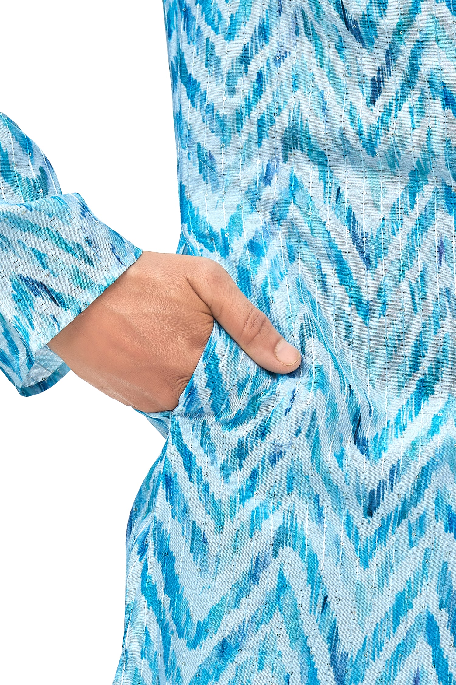 Mens Silk Printed Kurta - Roop Darshan