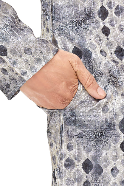 Mens Silk Printed Kurta - Roop Darshan