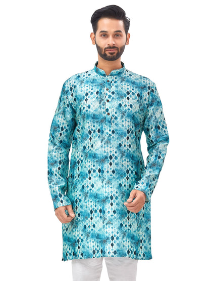 Mens Silk Printed Kurta - Roop Darshan