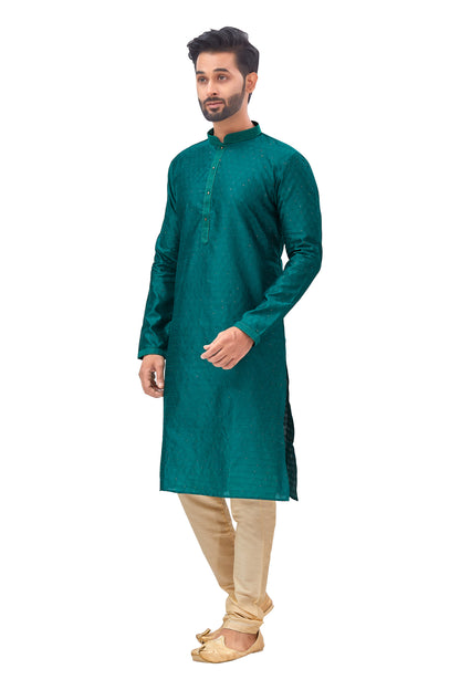 Mens Plain Silk Kurta Set - Roop Darshan