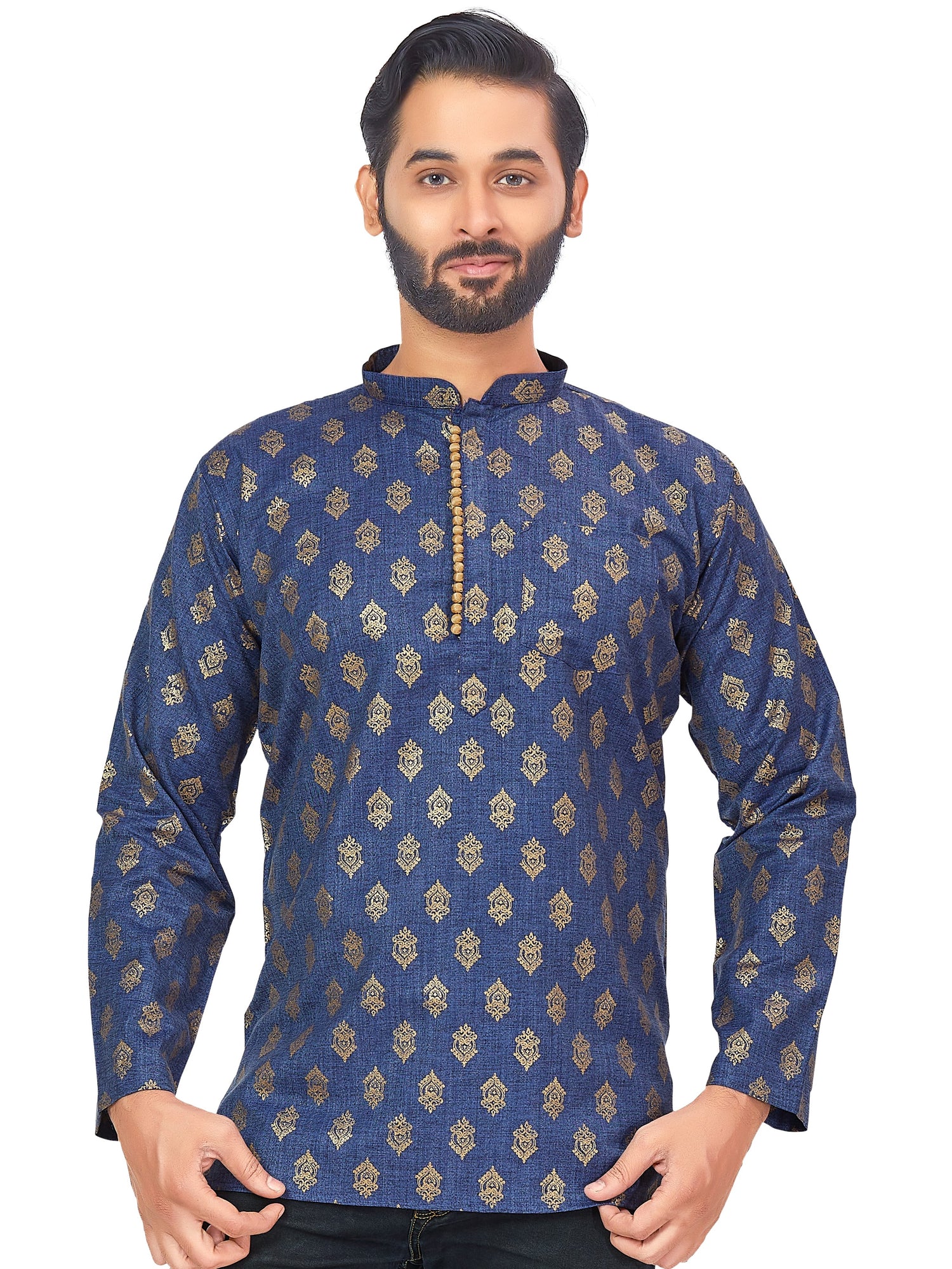Mens Printed Bandhgala Kurta - Roop Darshan