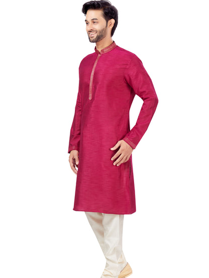 Mens Dupion Plain Kurta Payjama - Roop Darshan