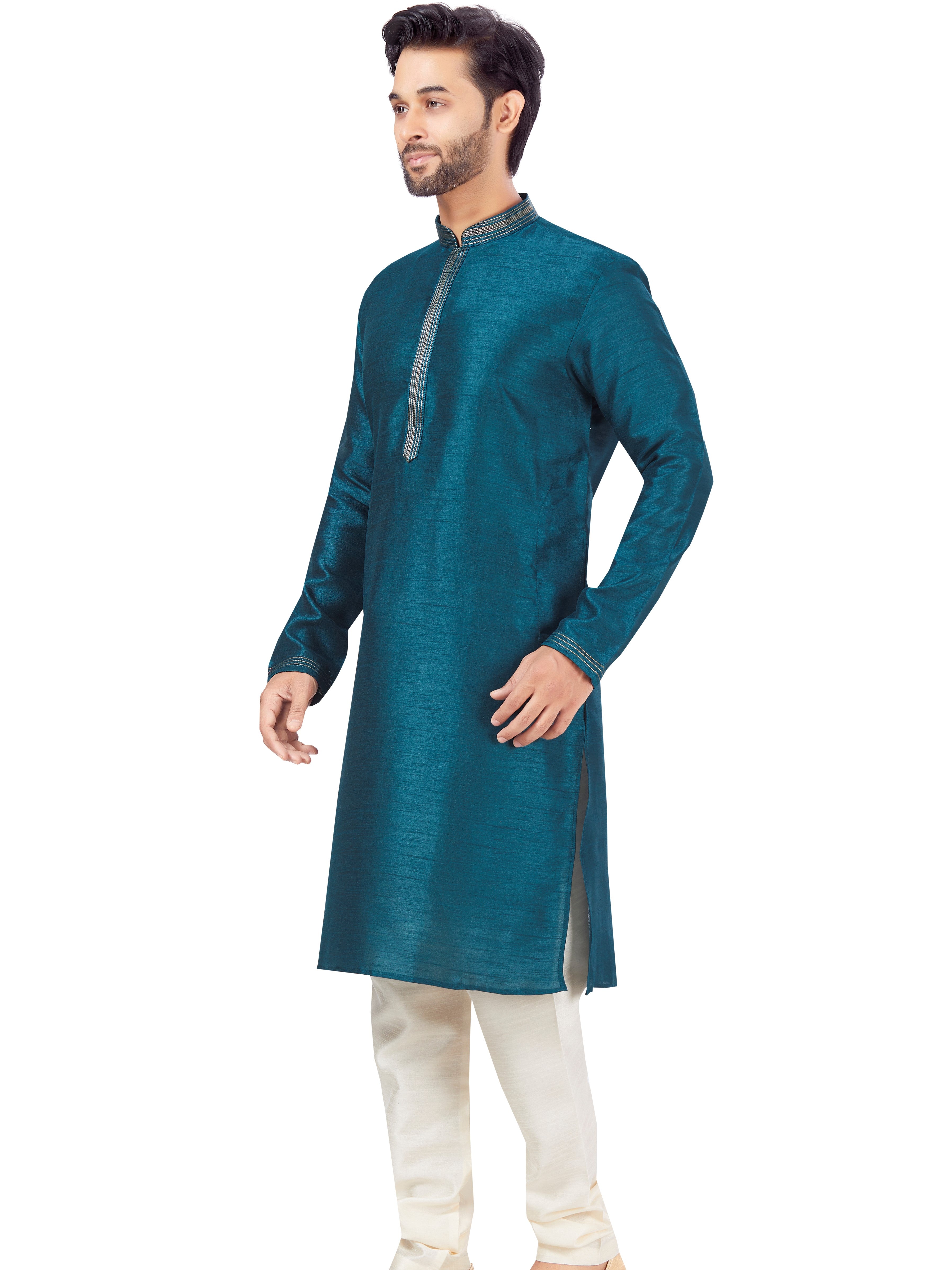 Mens Dupion Plain Kurta Payjama - Roop Darshan