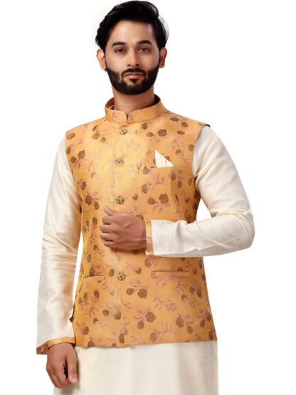 Silk Kurta Payjama With Brocade Jacket - Roop Darshan