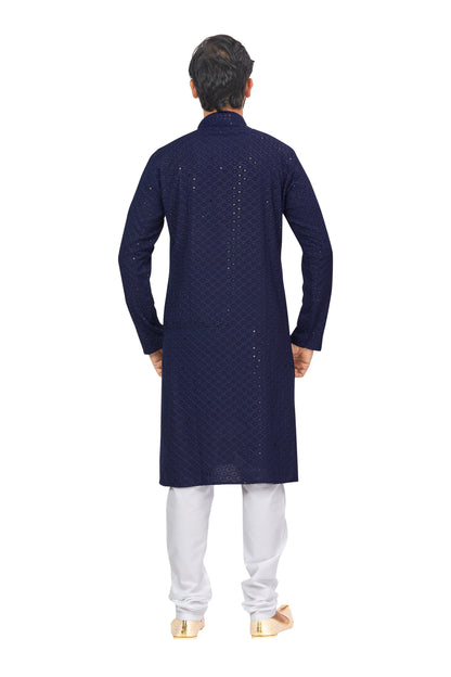 Mens Resham Chickan-Kari Work Kurta Set - Roop Darshan