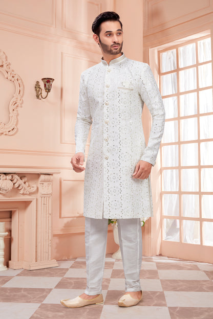 Mens Sequin Embroidered Work Kurta Set - Roop Darshan