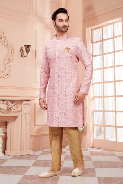 Mens Sequin Embroidered Work Kurta Set - Roop Darshan