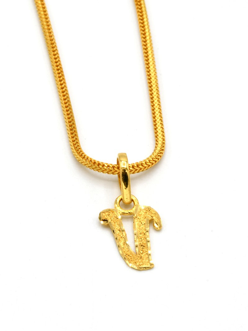 22ct Gold &quot;V&quot; Initial Pendant - Roop Darshan