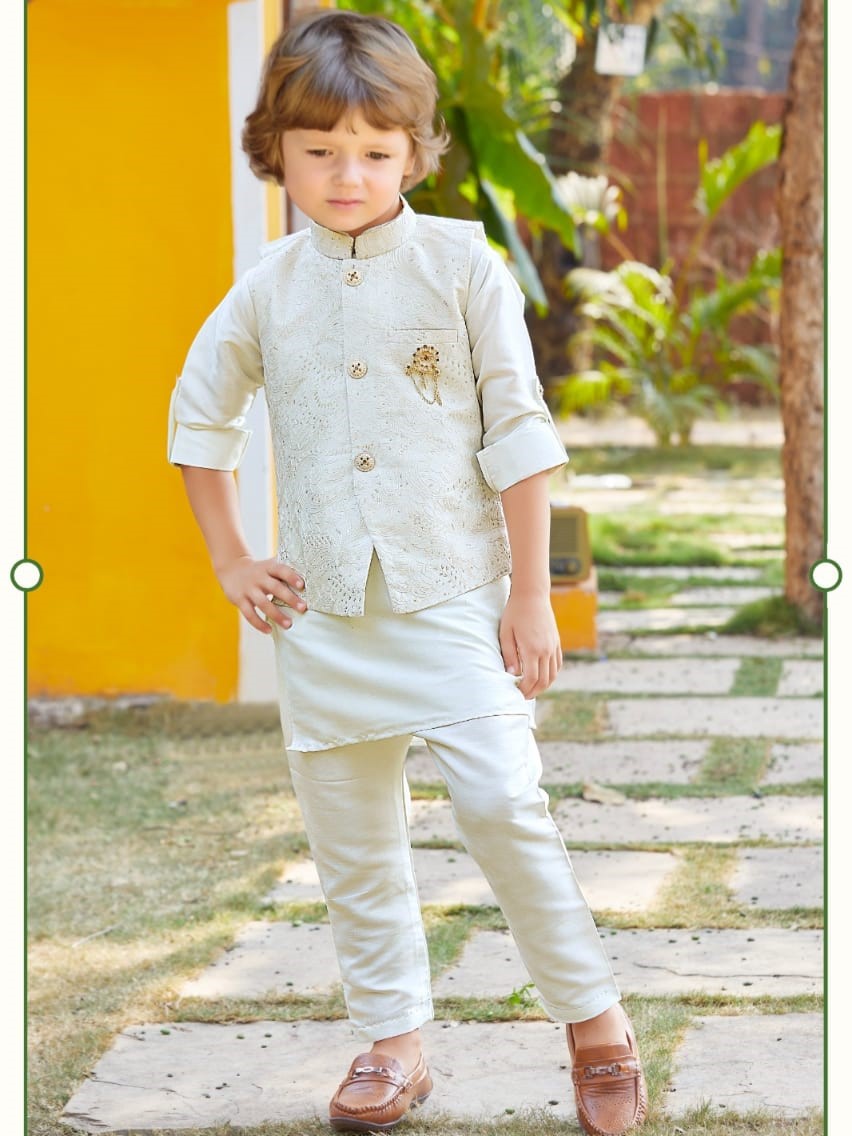 Boys Kurta Payjama With Jacket - Roop Darshan