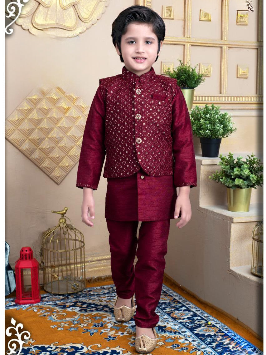 Boys Kurta Payjama With Jacket - Roop Darshan