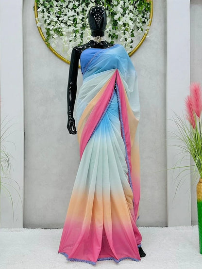 Rani Shaded Saree - Roop Darshan