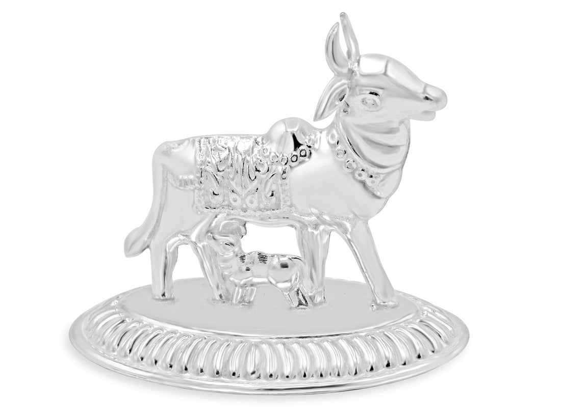 Silver Cow with Calf - Roop Darshan