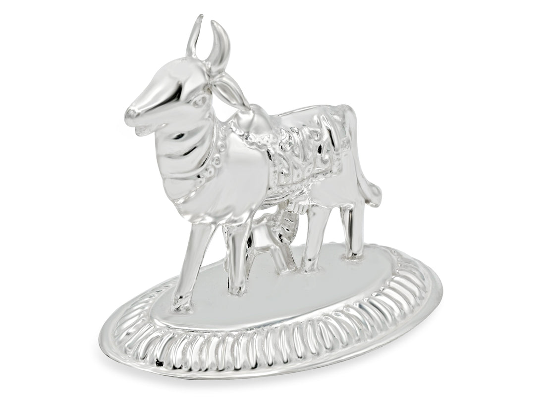 Silver Cow with Calf - Roop Darshan