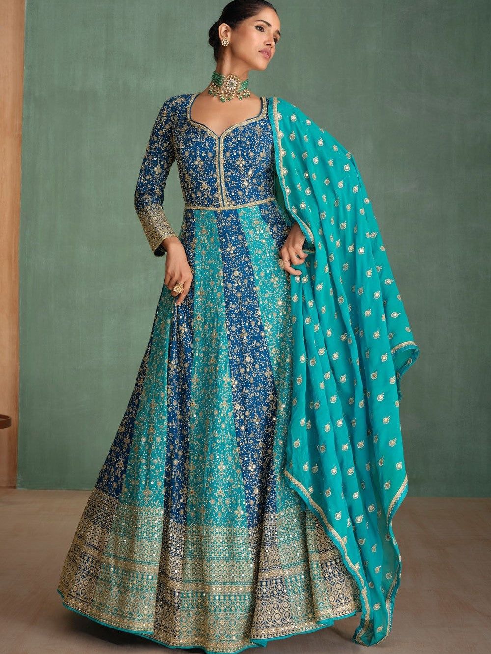 Niharika Gown With Dupatta