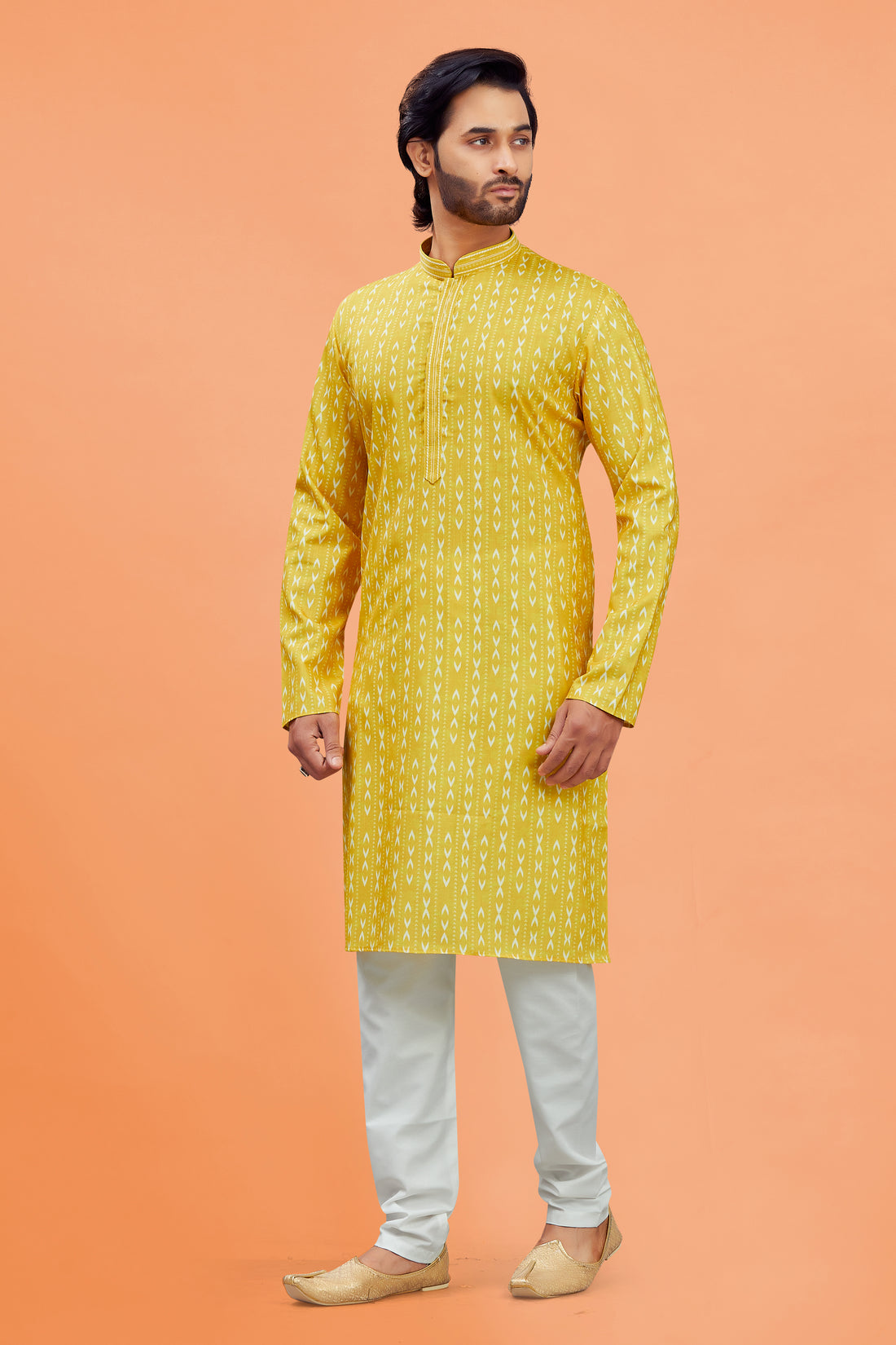 Mens Silk Printed Kurta Set - Roop Darshan