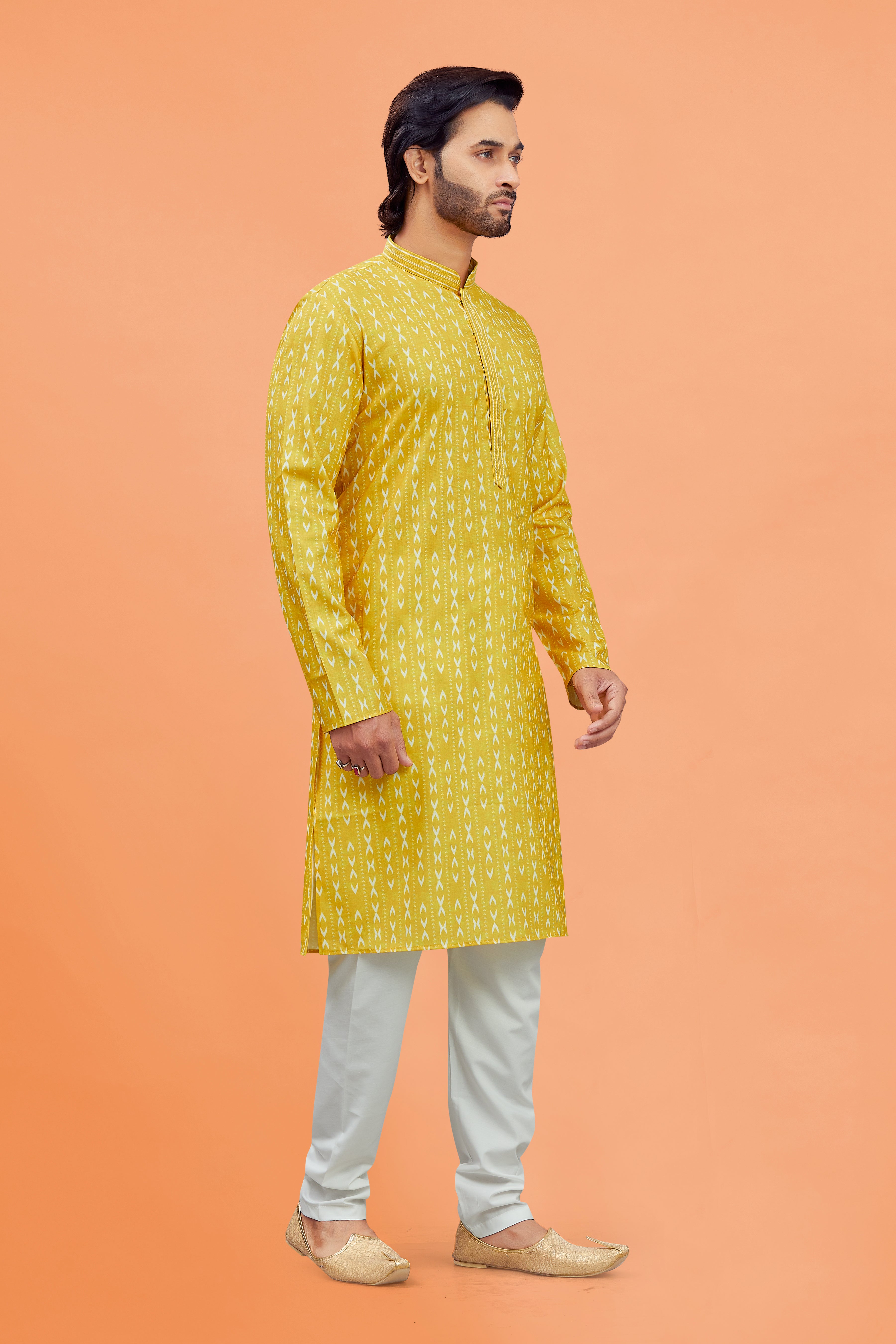Mens Silk Printed Kurta Set - Roop Darshan