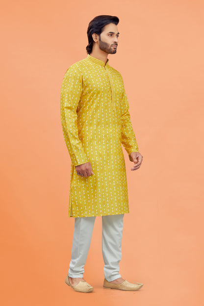 Mens Silk Printed Kurta Set - Roop Darshan