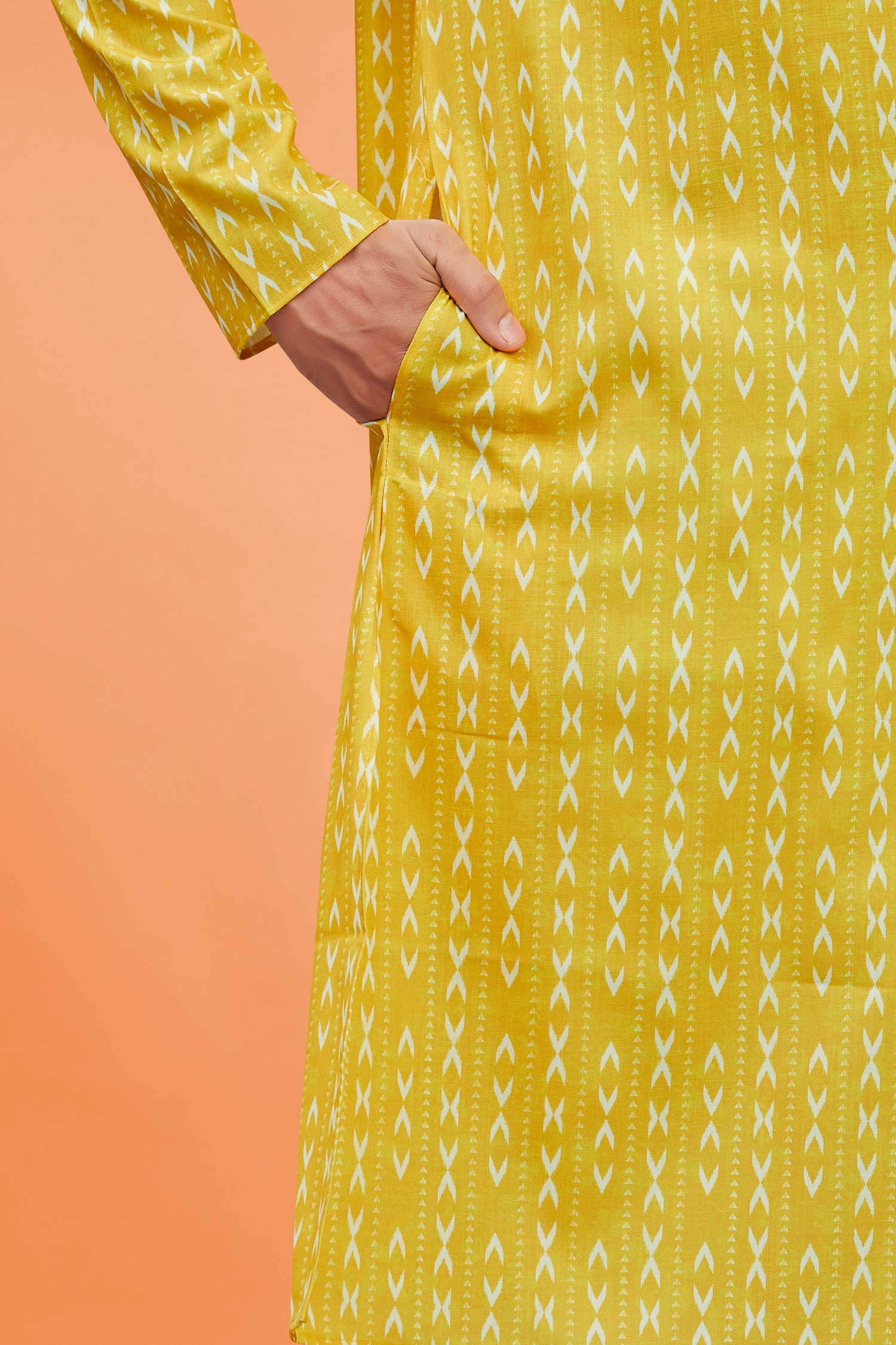 Mens Silk Printed Kurta Set - Roop Darshan
