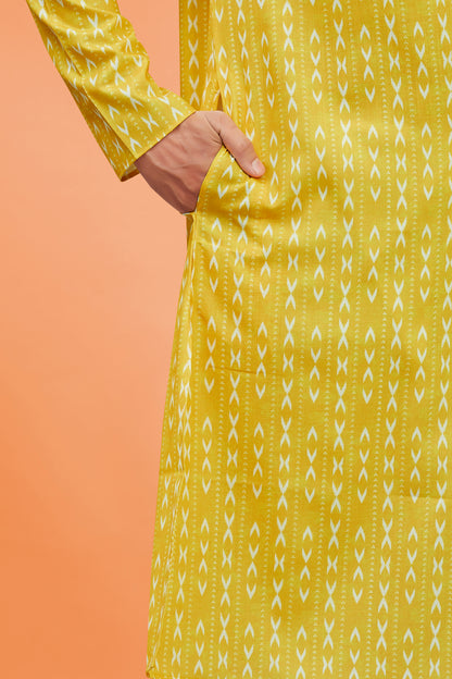 Mens Silk Printed Kurta Set - Roop Darshan