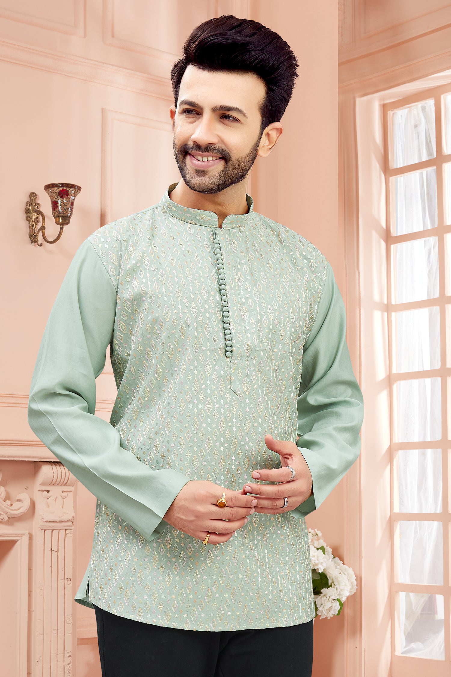 Mens Embroidered Kurta - Roop Darshan