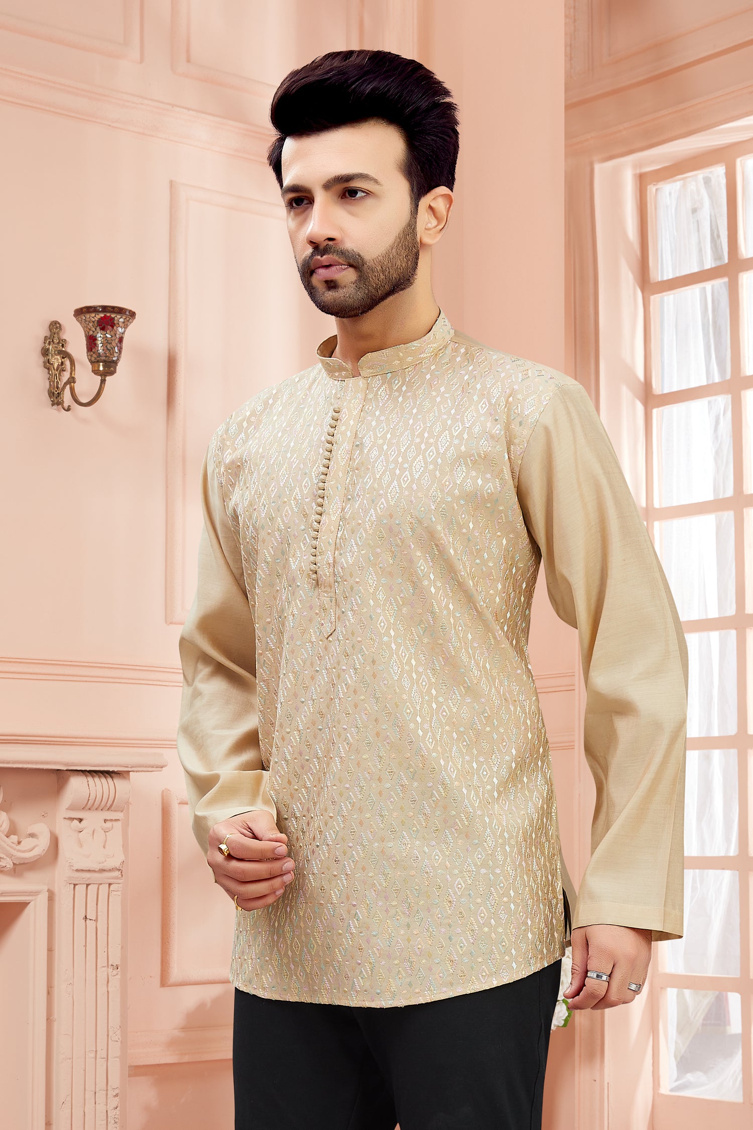 Mens Embroidered Kurta - Roop Darshan