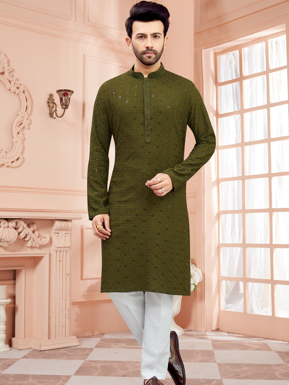 Mens Resham Kurta Set - Roop Darshan